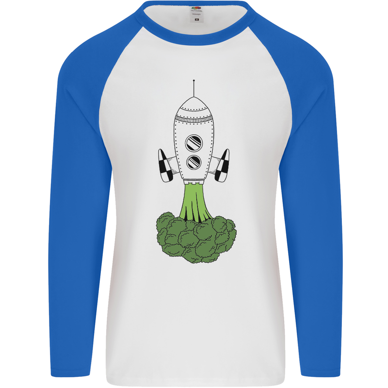 Smoked Broccoli Mens L/S Baseball T-Shirt White/Royal Blue