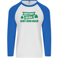 Instant Irish Add Beer St. Patrick's Day Mens L/S Baseball T-Shirt White/Royal Blue