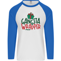 Gangsta Wrapper Funny Christmas Present Mens L/S Baseball T-Shirt White/Royal Blue