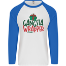 Gangsta Wrapper Funny Christmas Present Mens L/S Baseball T-Shirt White/Royal Blue