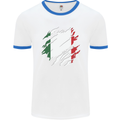 Torn Italy Flag Italians Day Football Mens Ringer T-Shirt White/Royal Blue