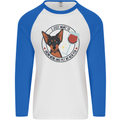 Wine With My Min Pin Miniature Pinscher Dog Mens L/S Baseball T-Shirt White/Royal Blue