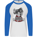 Muay Thai The Beast MMA Mixed Martial Arts Mens L/S Baseball T-Shirt White/Royal Blue