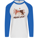 Mush Love Funny Mushroom Mycology Mens L/S Baseball T-Shirt White/Royal Blue