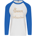 60th Birthday Queen Sixty Years Old 60 Mens L/S Baseball T-Shirt White/Royal Blue