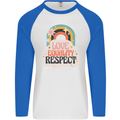 LGBT Love Equality Respect Gay Pride Day Mens L/S Baseball T-Shirt White/Royal Blue