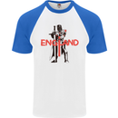 St Georges Day Knights Templar England Flag Mens S/S Baseball T-Shirt White/Royal Blue
