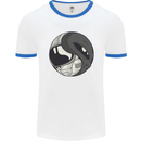 Alien Astronaut Yin Yang Space UFO Mens Ringer T-Shirt White/Royal Blue