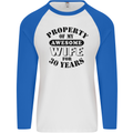 30th Wedding Anniversary 30 Year Funny Wife Mens L/S Baseball T-Shirt White/Royal Blue