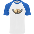 Goldendoodle on a Hammock Dog Mens S/S Baseball T-Shirt White/Royal Blue