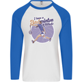 I Have a Badminton Attitude Mens L/S Baseball T-Shirt White/Royal Blue