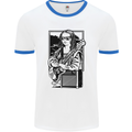 Electric Guitar Mona Lisa Rock Music Player Mens Ringer T-Shirt White/Royal Blue