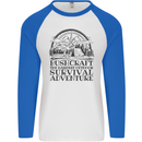Bushcraft Outdoor Survival Adventure Mens L/S Baseball T-Shirt White/Royal Blue