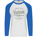 Vintage Year 29th Birthday 1994 Mens L/S Baseball T-Shirt White/Royal Blue