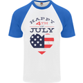 Independence Day Happy 4th of July Mens S/S Baseball T-Shirt White/Royal Blue