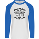 1st Wedding Anniversary 1 Year Funny Wife Mens L/S Baseball T-Shirt White/Royal Blue