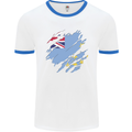 Torn Tuvalu Flag Tuvaluan Day Football Mens Ringer T-Shirt White/Royal Blue