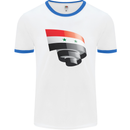 Curled Syria Flag Syrian Day Football Mens Ringer T-Shirt White/Royal Blue