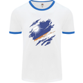 Torn Marshall Islands Flag Day Football Mens Ringer T-Shirt White/Royal Blue