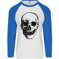 Human Skull Mens L/S Baseball T-Shirt White/Royal Blue