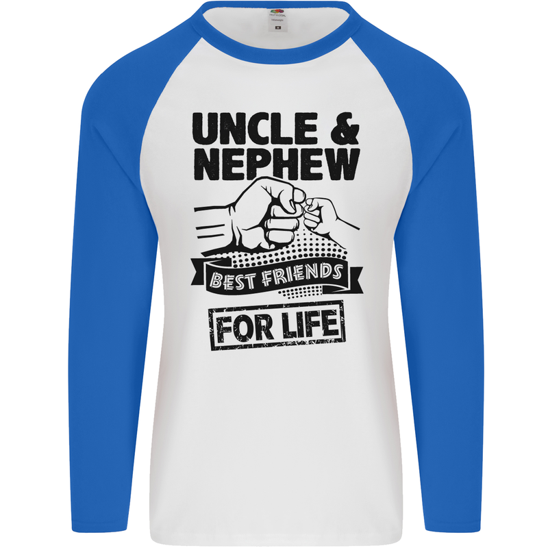 Uncle & Nephew Best Friends Uncle's Day Mens L/S Baseball T-Shirt White/Royal Blue