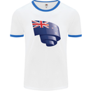 Curled New Zealand Flag Zealander Kiwi Day Mens Ringer T-Shirt White/Royal Blue
