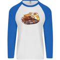 Polygonal Chameleon Mens L/S Baseball T-Shirt White/Royal Blue