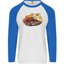 Polygonal Chameleon Mens L/S Baseball T-Shirt White/Royal Blue