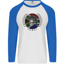 South Africa Bodybuilding Gym Training African Mens L/S Baseball T-Shirt White/Royal Blue