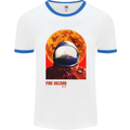 Fire Hazard Too Hot to Handle Astronaut Space Mens Ringer T-Shirt White/Royal Blue