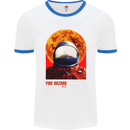 Fire Hazard Too Hot to Handle Astronaut Space Mens Ringer T-Shirt White/Royal Blue