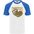 Dinosaur Fossil Paleontology Skeleton Mens S/S Baseball T-Shirt White/Royal Blue