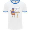 A Corgi Dog Drinking Tea Mens Ringer T-Shirt White/Royal Blue