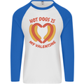 Hot Dog Anti Valentines Day Single Funny Mens L/S Baseball T-Shirt White/Royal Blue