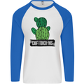 Cactus Can't Touch This Funny Gardening Mens L/S Baseball T-Shirt White/Royal Blue