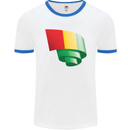 Curled Guinea Flag Guinean Day Football Mens Ringer T-Shirt White/Royal Blue