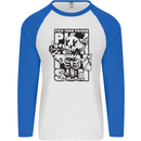 Pick Your Poison Beer Alcohol Skeleton Skull Mens L/S Baseball T-Shirt White/Royal Blue