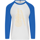 A Violin Cello Mens L/S Baseball T-Shirt White/Royal Blue