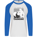 Climate Change Polar Bears Environment Mens L/S Baseball T-Shirt White/Royal Blue