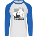 Climate Change Polar Bears Environment Mens L/S Baseball T-Shirt White/Royal Blue