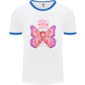 Breast Cancer Awareness Month Butterfly Mens Ringer T-Shirt White/Royal Blue