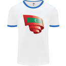 Curled Maldives Flag Maldivian Day Football Mens Ringer T-Shirt White/Royal Blue