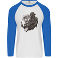 Another Day Another Dollar Grim Reaper Mens L/S Baseball T-Shirt White/Royal Blue