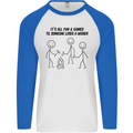 Funny Camping Weiner Mens L/S Baseball T-Shirt White/Royal Blue