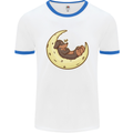 Dachshund Dog Moon Mens Ringer T-Shirt White/Royal Blue