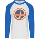INTERKOSMOS Logo Soviet Space USSR CCCP Mens L/S Baseball T-Shirt White/Royal Blue
