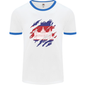 Torn Cambodia Flag Cambodian Day Football Mens Ringer T-Shirt White/Royal Blue