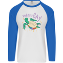 LGBT Turtle Gay Pride Day Awareness Mens L/S Baseball T-Shirt White/Royal Blue