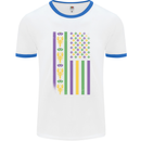 USA Mardi Gras American Flag America Mens Ringer T-Shirt White/Royal Blue