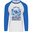 I Wear Blue For Autism Butterfly Autistic Mens L/S Baseball T-Shirt White/Royal Blue